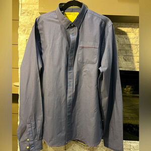 Descendant of Thieves Blue long sleeve polo shirt with red stitching size 2XL